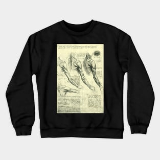 Human Anatomy Arm and Shoulder by Leonardo da Vinci Crewneck Sweatshirt